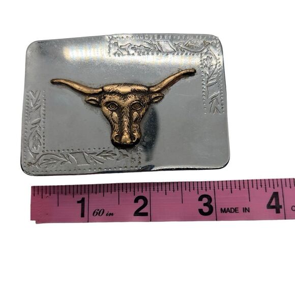 Vintage cowboy horse riding Bull Belt Buckle rodeo bull Head Cowboy 3” - Picture 3 of 8